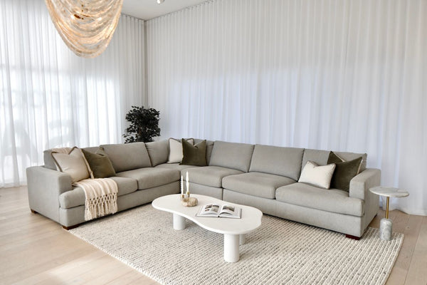 Monaco Corner Lounge - (additional armless) 6 Extra Wide Seats - Light Grey