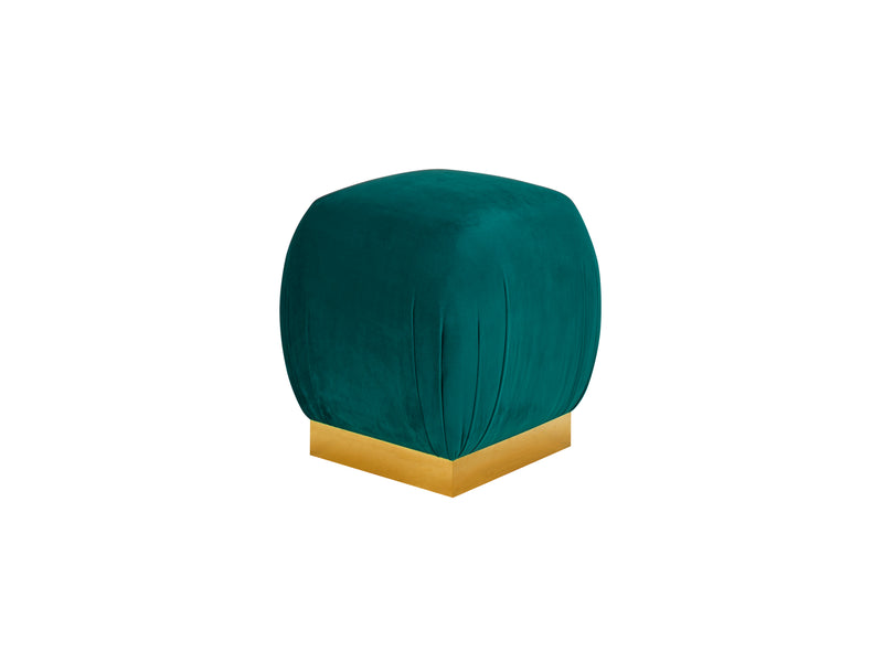 Imogen Round Ottoman - Velvet Green