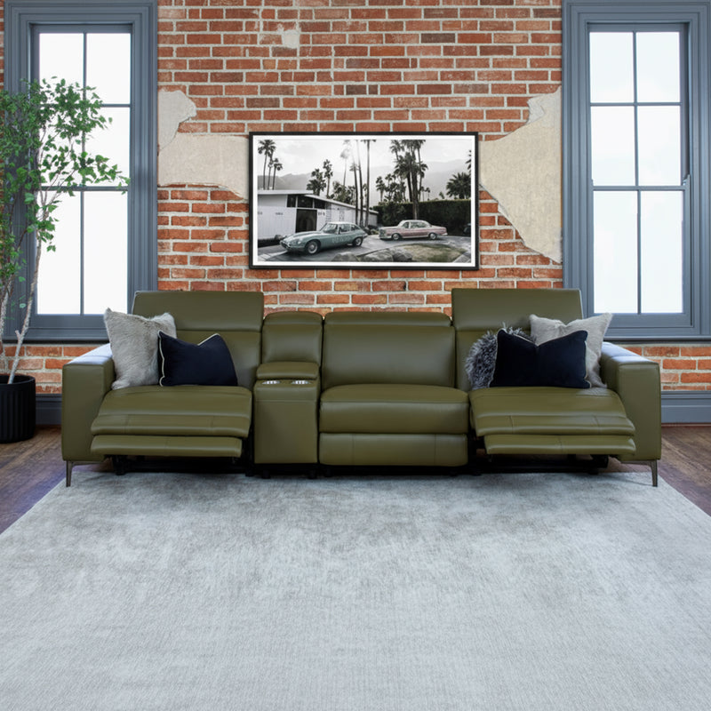 Manhattan 3 Seater Recliner Lounge with Console - Regatta Fern