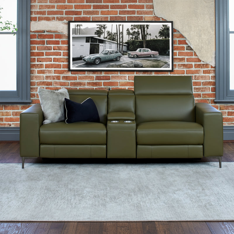 Manhattan 2 Seater Recliner Lounge with Console - Regatta Fern