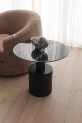 Theo Side Table - Nero Marquina Marble Top & Ebony Base
