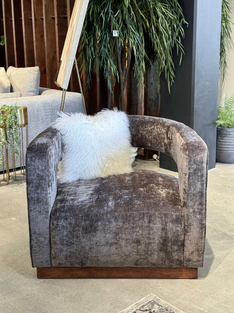 Aged Velvet Armchair - Grey