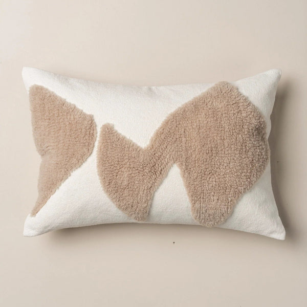 Abstract Lumbar Cushion with Feather Insert - Ecru