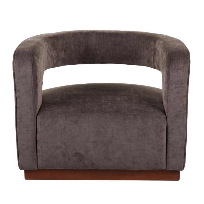 Aged Velvet Armchair - Grey