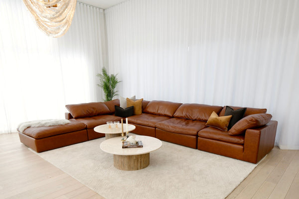 Cloud Corner Lounge with Ottoman - Cognac Leather