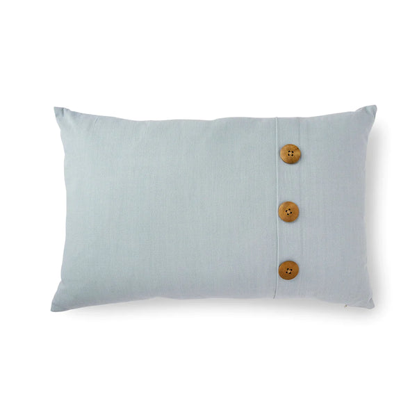 Bailey Button Lumbar Cushion - Light Blue
