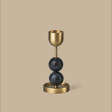 Beaded Fountain Large Brass Candle Holder - Charcoal