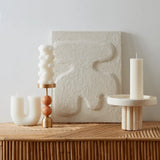 Beaded Fountain Large Brass Candle Holder - Coral