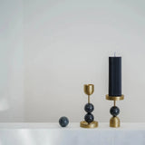Beaded Fountain Medium Brass Candle Holder - Charcoal