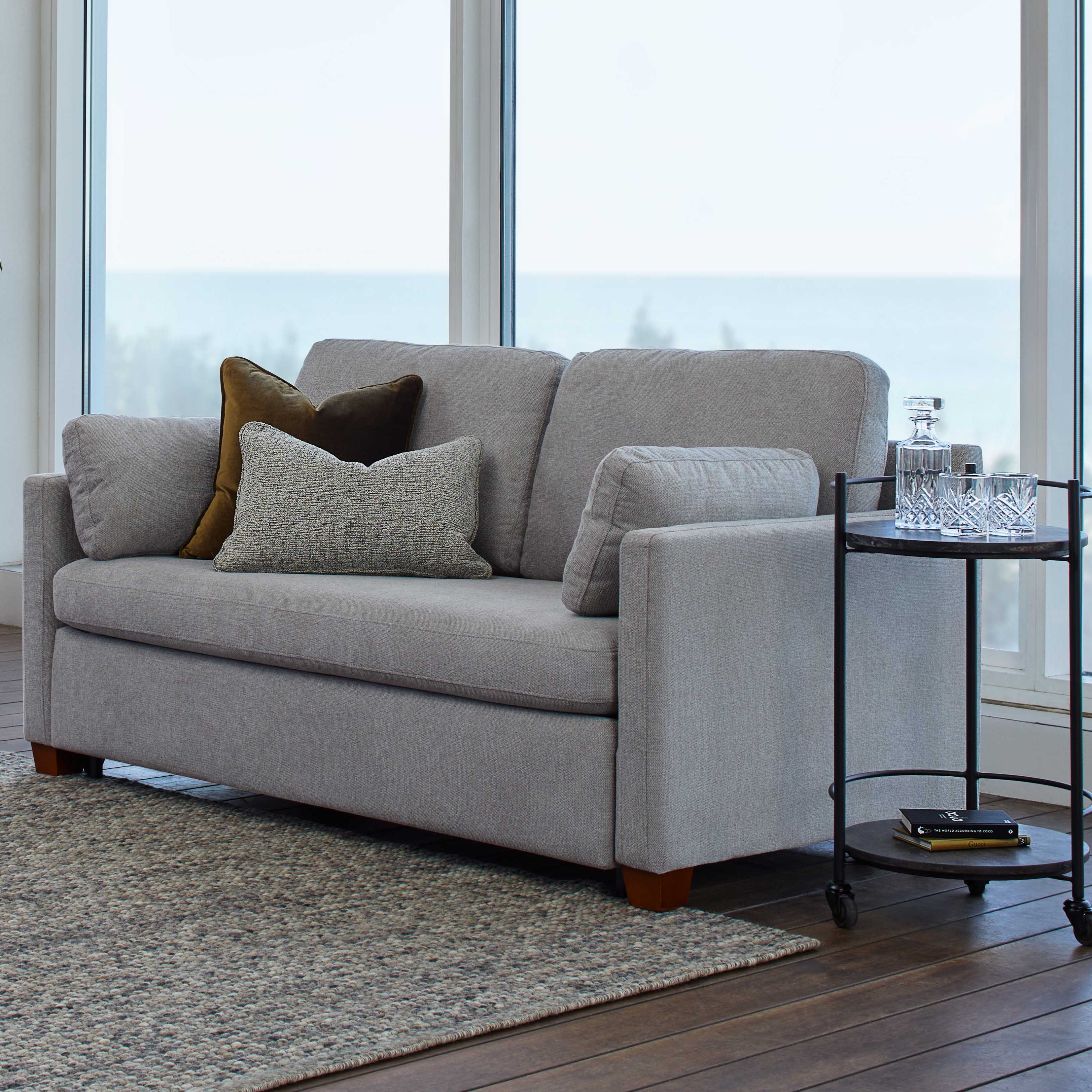 Buy Blake 3 Seater Sofa Bed (Queen) Grey Gum in Perth, Osborne Park