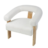 Boucle & Wood Curved Armchair