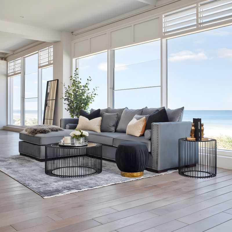 Casablanca 3 Seater Lounge with Chaise - Smoke