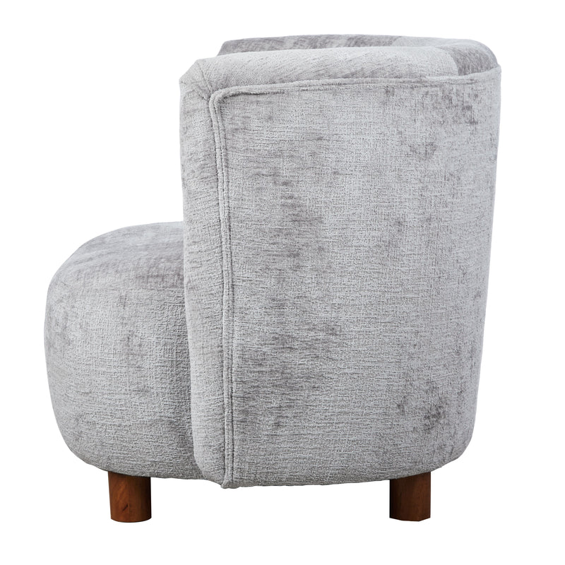 Chenille Armchair - Grey/Walnut