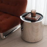 Chroma Side Table - Ebony Glass Top & Stainless Steel Base