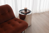 Chroma Side Table - Ebony Glass Top & Stainless Steel Base