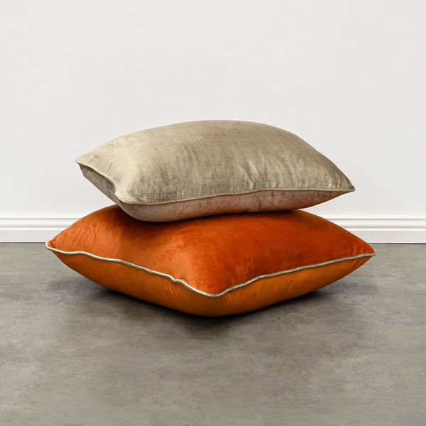 Coco Piped Velvet Lumbar Cushion - Vintage Gold