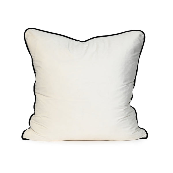 Coco Piped Velvet Cushion - Ivory