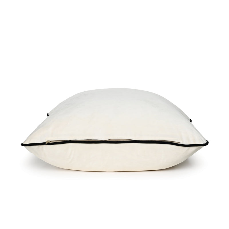 Coco Piped Velvet Cushion - Ivory