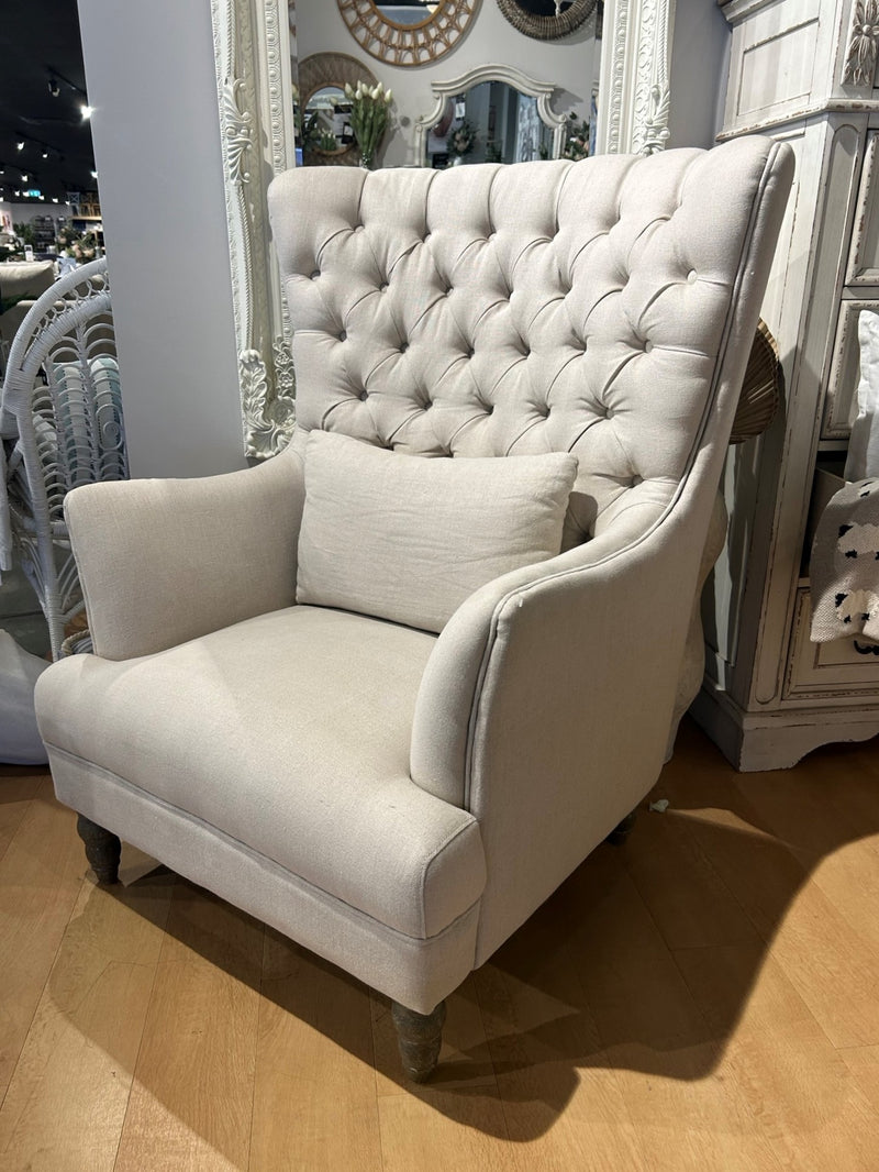 Coloured Wing Chair - Beige Linen