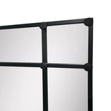 Crawford Rectangular 16 Pane Iron Framed Mirror - Black