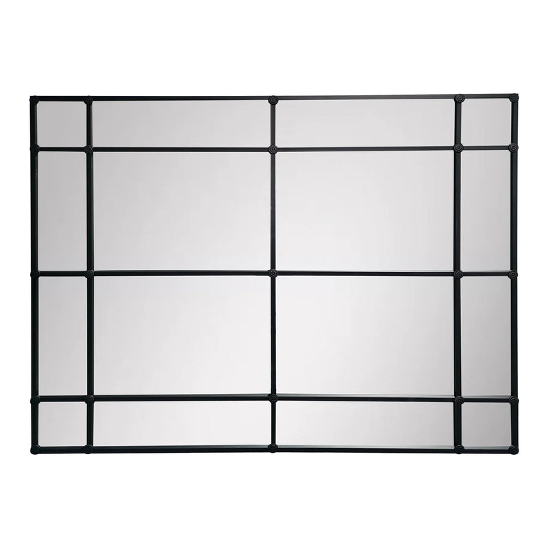 Crawford Rectangular 16 Pane Iron Framed Mirror - Black