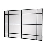 Crawford Rectangular 16 Pane Iron Framed Mirror - Black