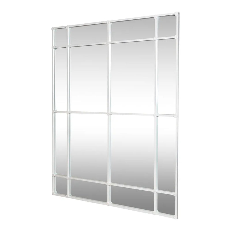 Crawford Rectangular 16 Pane Iron Framed Mirror - White