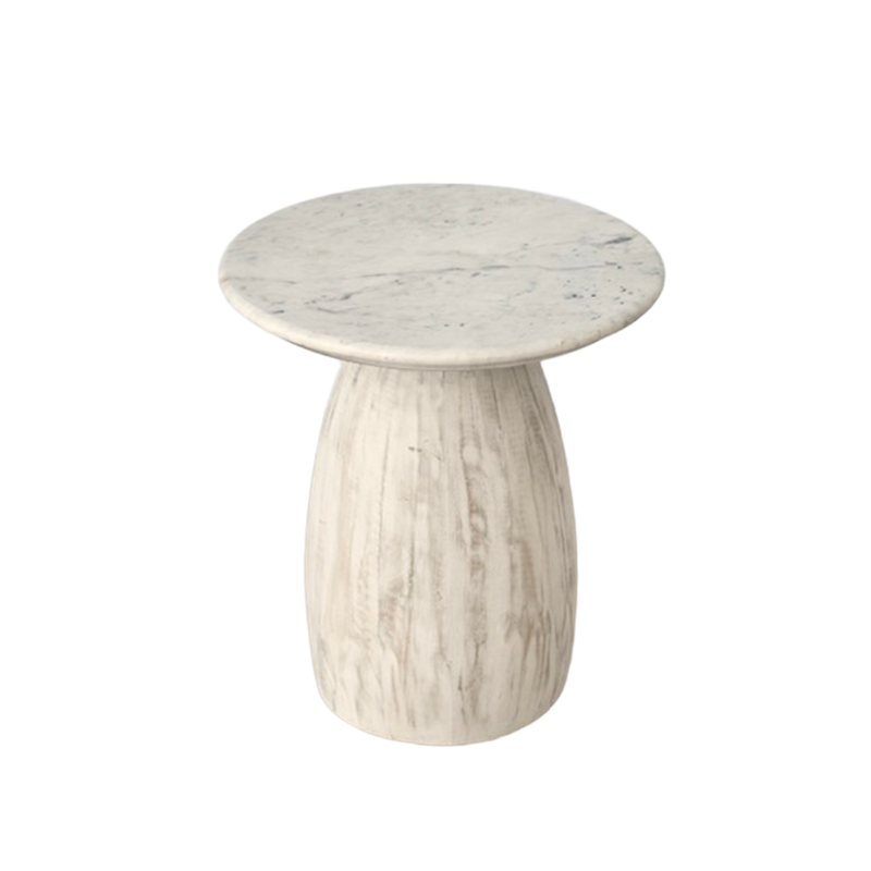 Alora Marble Wood Side Table