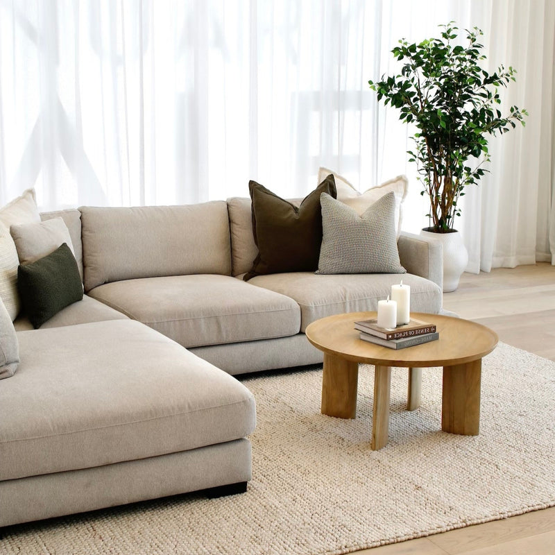 Xavier 3 Seater with Chaise - Stone