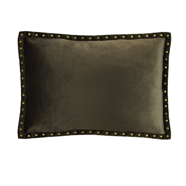 Essential Fine Velvet Lumbar Cushion - Charcoal Brown