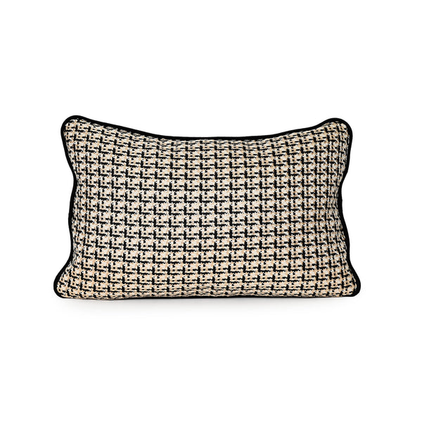 Coco Piped Lumbar Cushion - Black & Gold Tweed