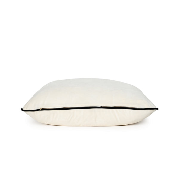 Coco Piped Lumbar Cushion - Ivory with Black Piping
