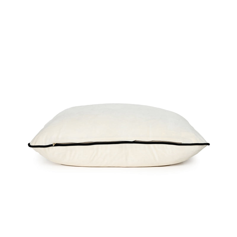 Coco Piped Lumbar Cushion - Ivory with Black Piping