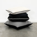 Coco Piped Lumbar Cushion - Ivory with Black Piping