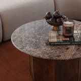 Luna Marble Wood Coffee Table
