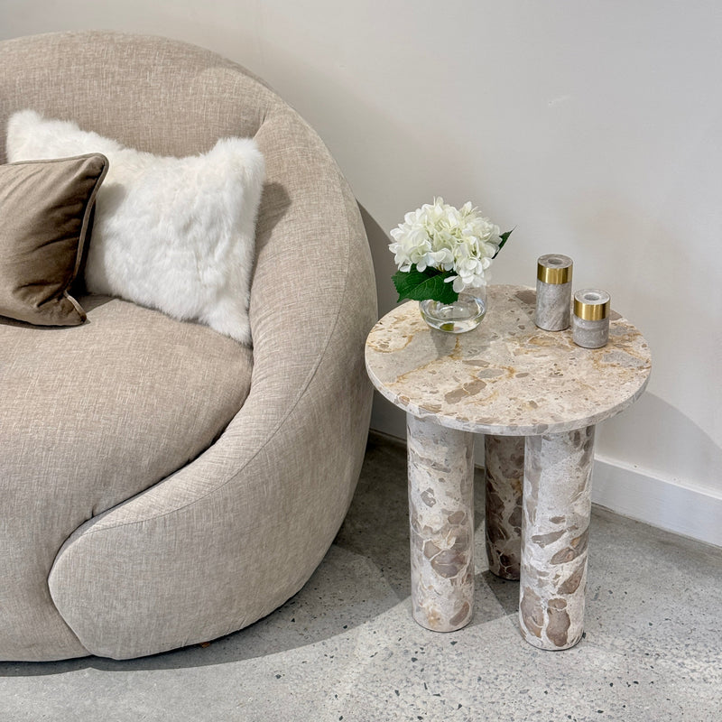 Marco Marble Side Table - Taupe