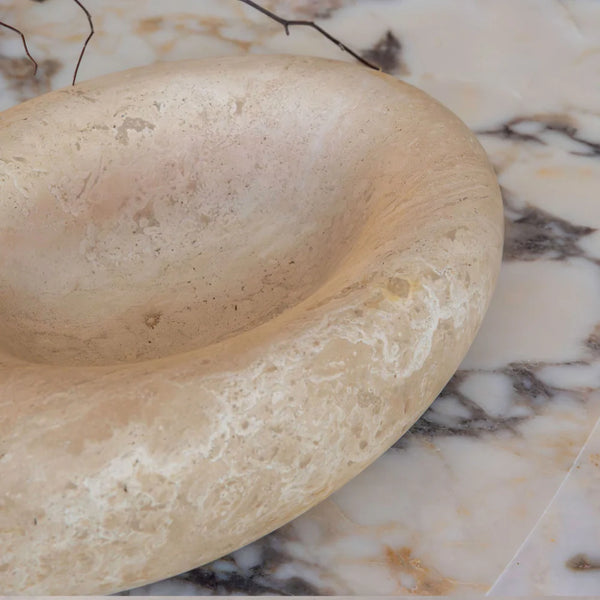 Eclipse Sculpted Bowl - Beige Travertine