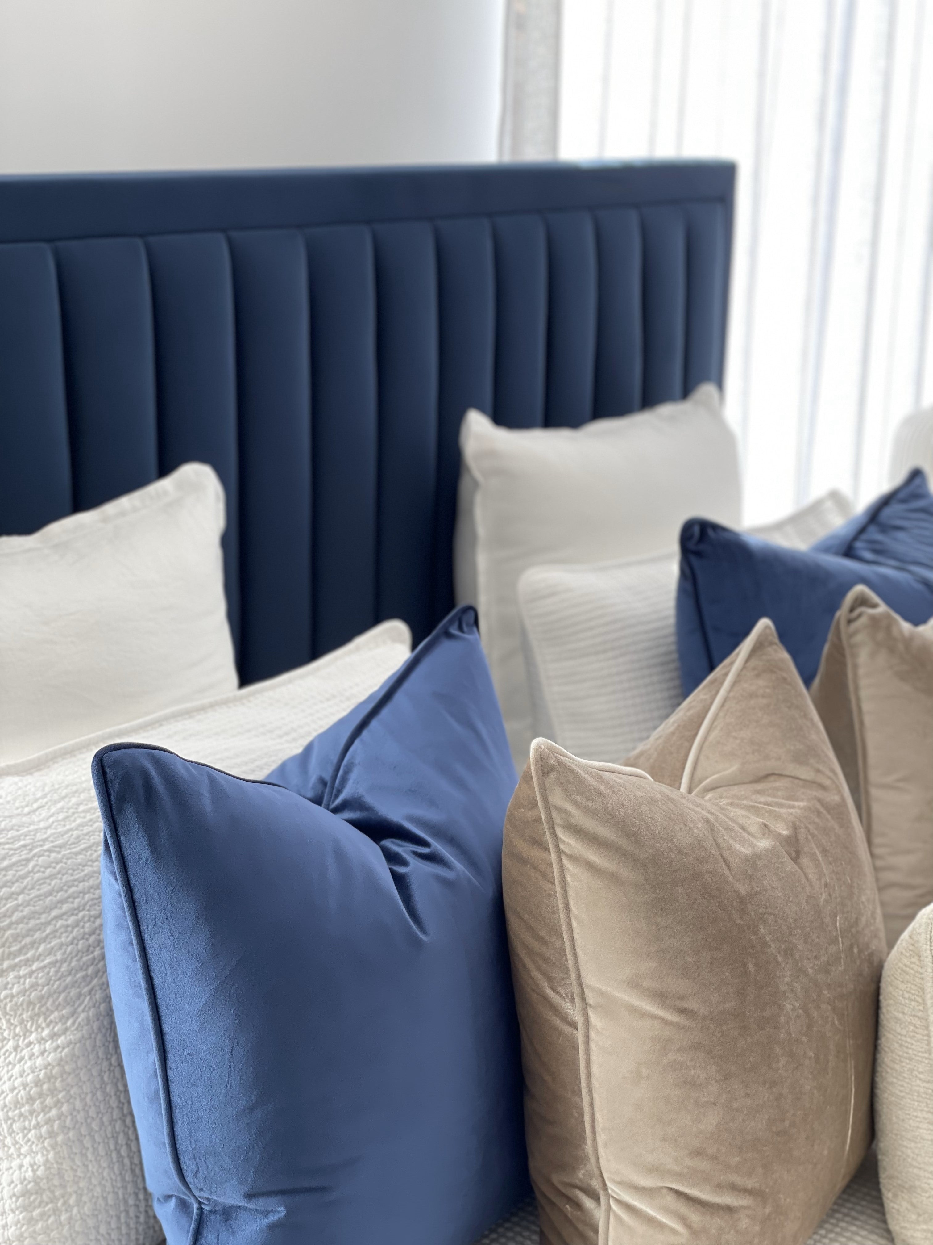 Buy Edison Bed Blue Velvet in Perth, Osborne Park, & Joondalup The