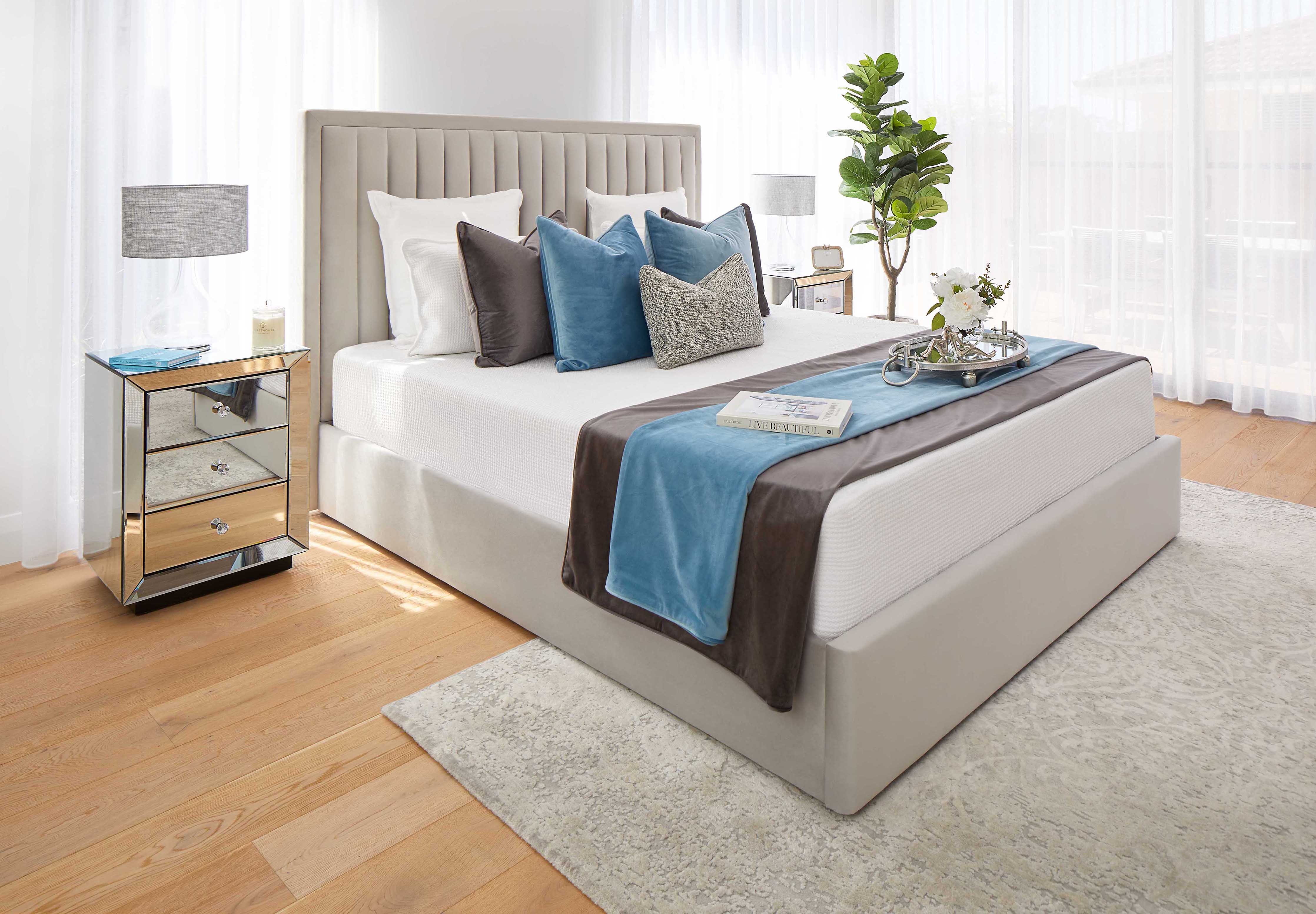 Buy Edison Bed Silver Velvet in Perth, Osborne Park, & Joondalup