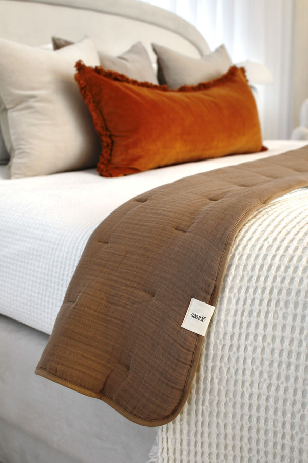 Enes Quilted Bed Cover - Taupe