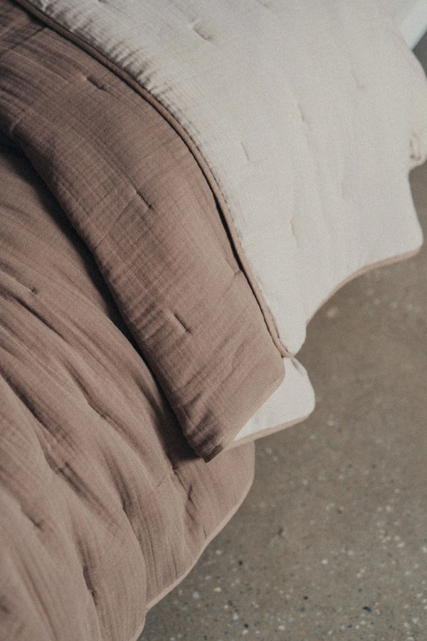Enes Quilted Bed Cover - Taupe