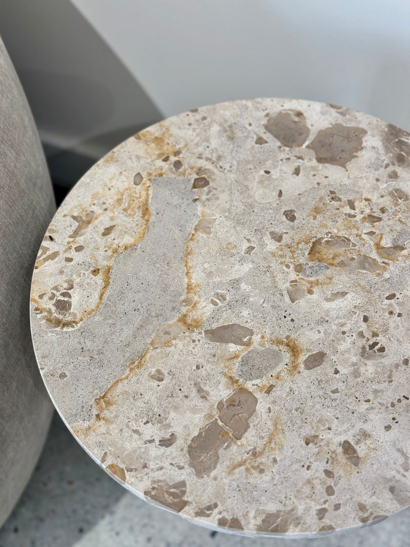 Marco Marble Side Table - Taupe