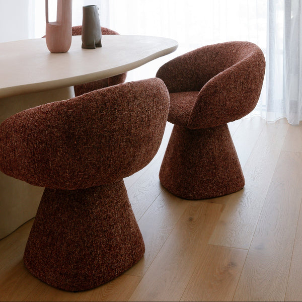Noemi Swivel Dining Chair - Auburn Tweed