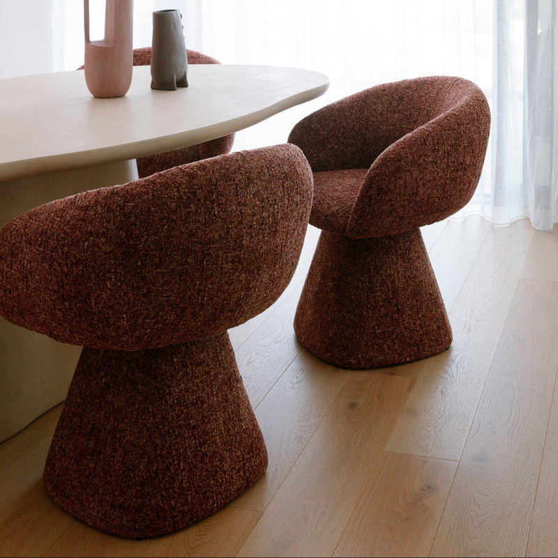 Noemi Swivel Dining Chair - Auburn Tweed
