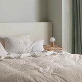 Linen Queen/King Flat Sheet with Border - Pinstripe