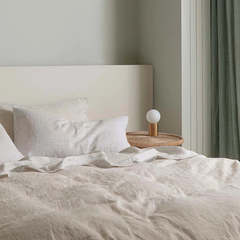 Linen Queen/King Flat Sheet with Border - Pinstripe