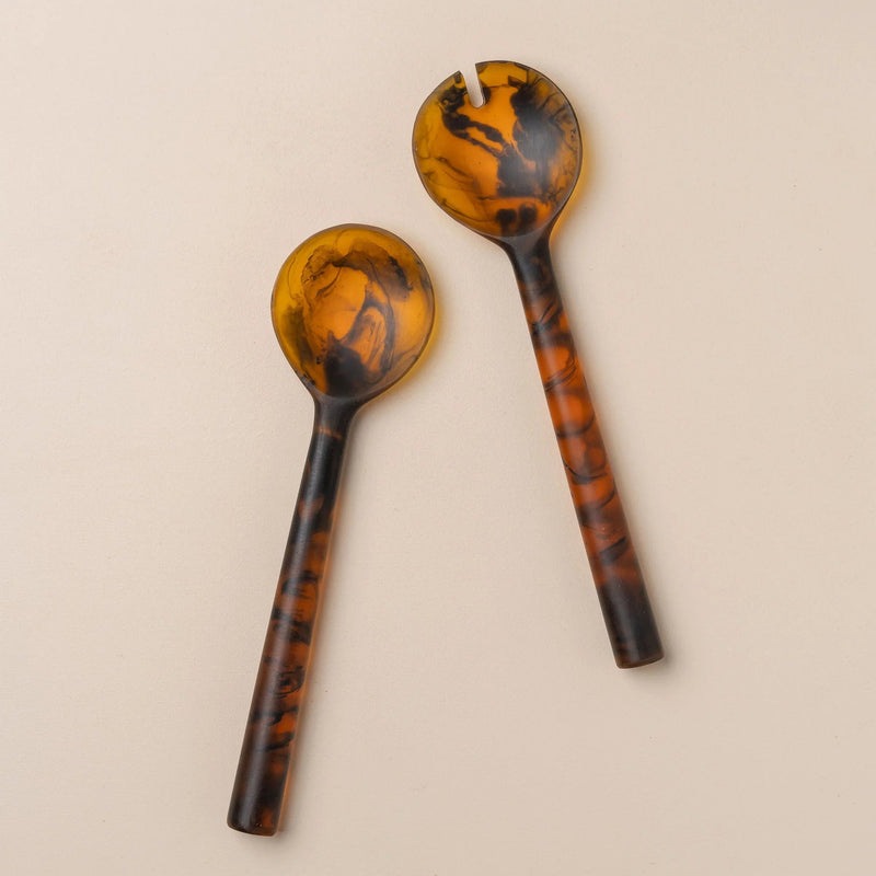 Flow Resin Salad Servers - Earth