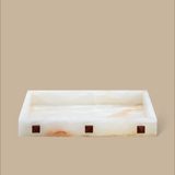 Forma Rectangle Tray - White Onyx with Rivets