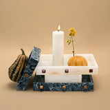 Forma Square Tray - White Onyx with Rivets