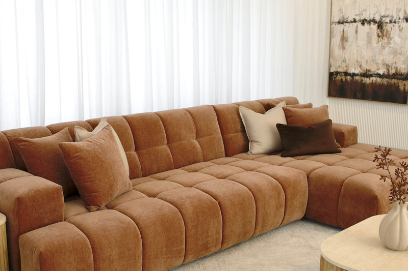 Valletta 3.5 Seater with Chaise - Mystique Biscoff